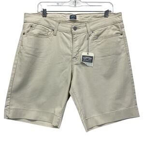 Levis Signature Mid Rise Shorts Women's Size 16 Cream Denim Pockets Beach Travel